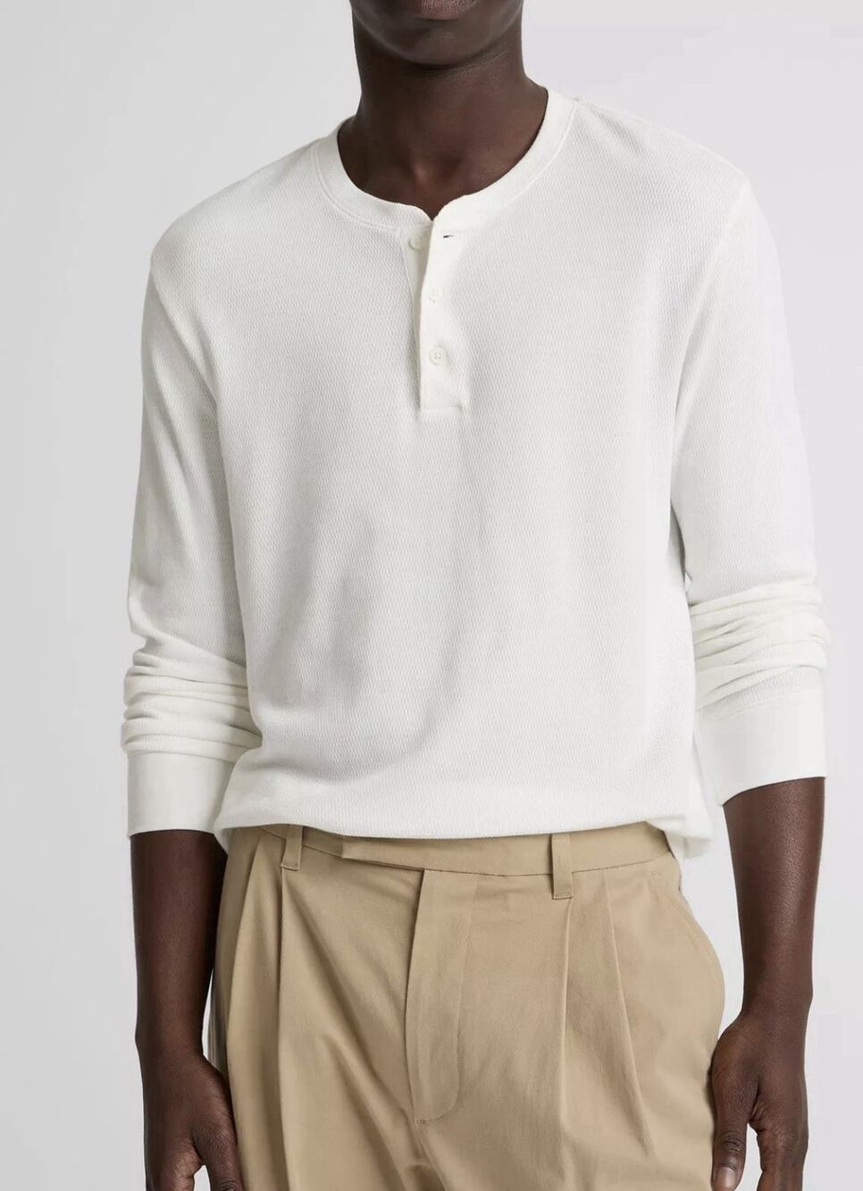 Vince Jacquard-Rib Cotton Henley white XXL Long Sleeve (AX19